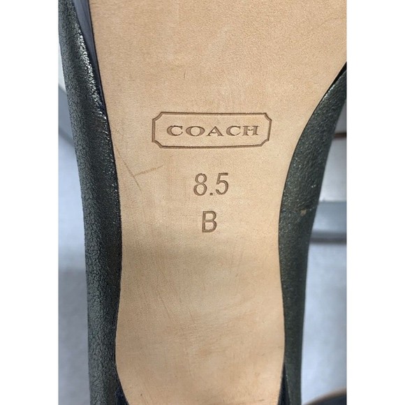 Coach Shoes Pumps Heels Bergen Soft Crackled Leather Green Women's Size 8.5B - Picture 11 of 15